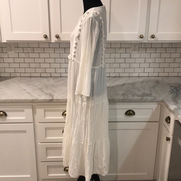 Madewell Caftan Dress Womens Medium White Laura Sheer Tiered Whimsigoth Fairy - Picture 6 of 11